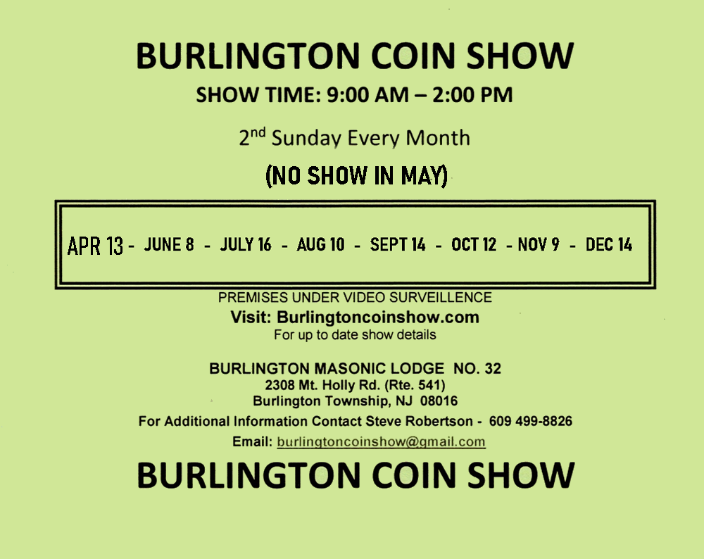 Burlington Coin Show - Second Sunday