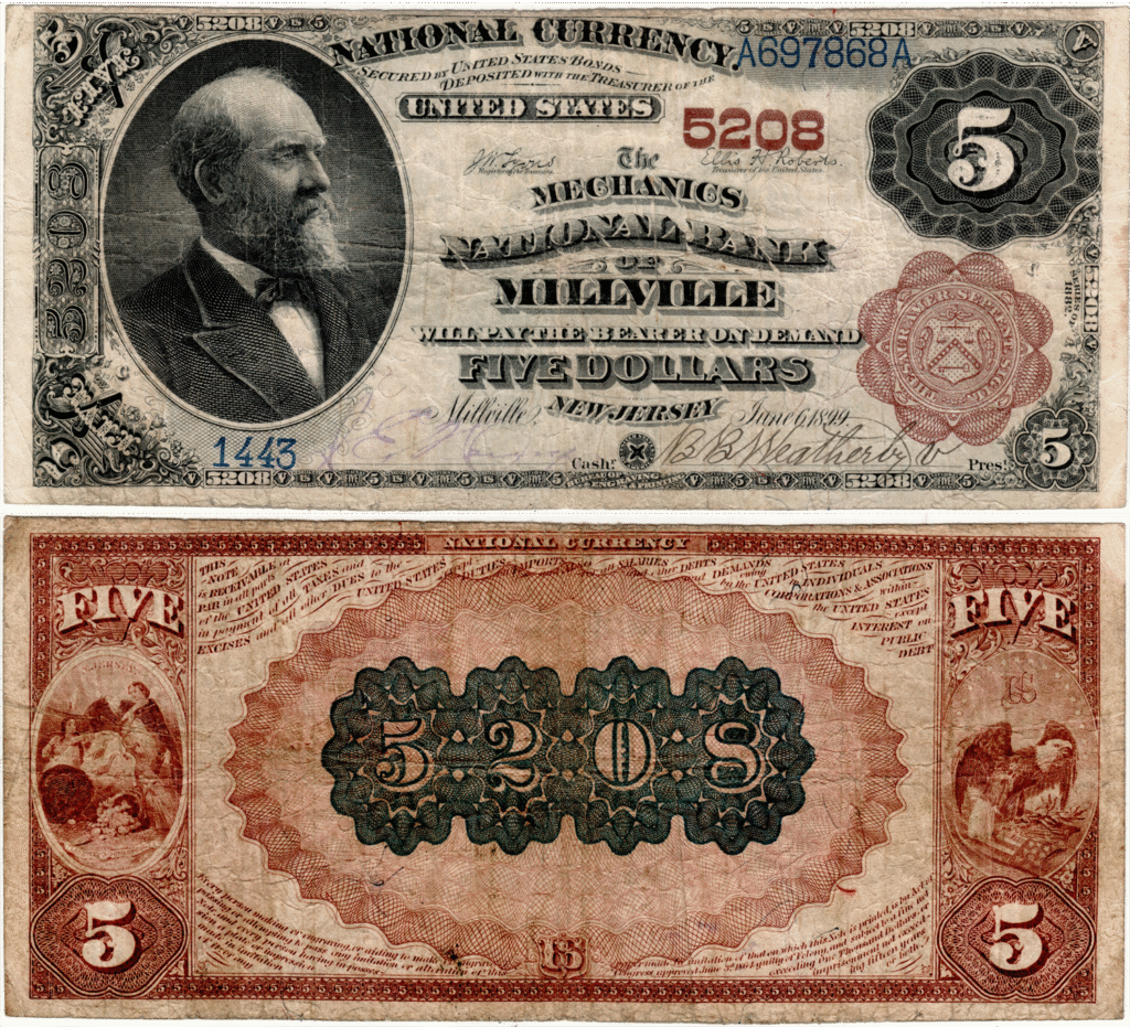 Second Charter Period 1882 Brownback Mechanics Nat'l Bank Millville NJ